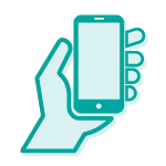 Icon of hand holding a cell phone