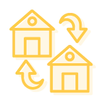 Icon of two houses with arrows